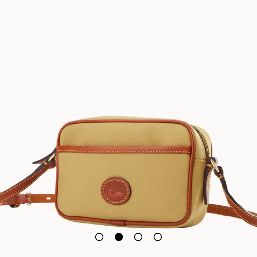 NWT Dooney & Bourke Khaki and Brown Italian Nylon Leather Camera Crossbody Bag - Picture 2 of 9